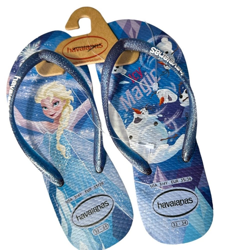 Havaianas Frozen Quiet Lilac Unisex-Child Slim Flip-Flop (Size 3/4Y - EUR 35/36)